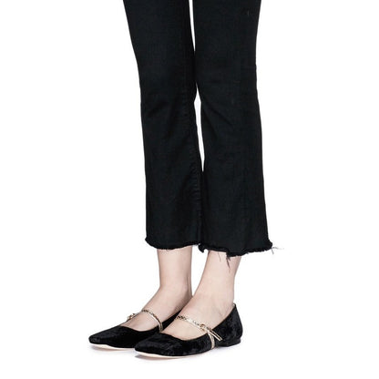 Black Velvet Square Toe Mary Jane Flats