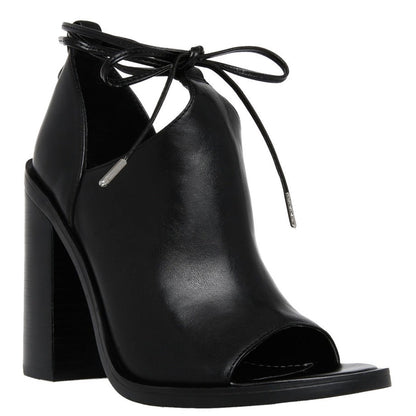 Black Cut Out Open Toe Chunky Heel Strappy Ankle Boots