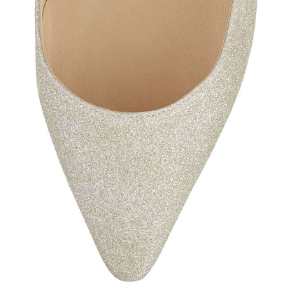 Women's Glitter Pointed Toe Rhinestone Low Heel Pumps