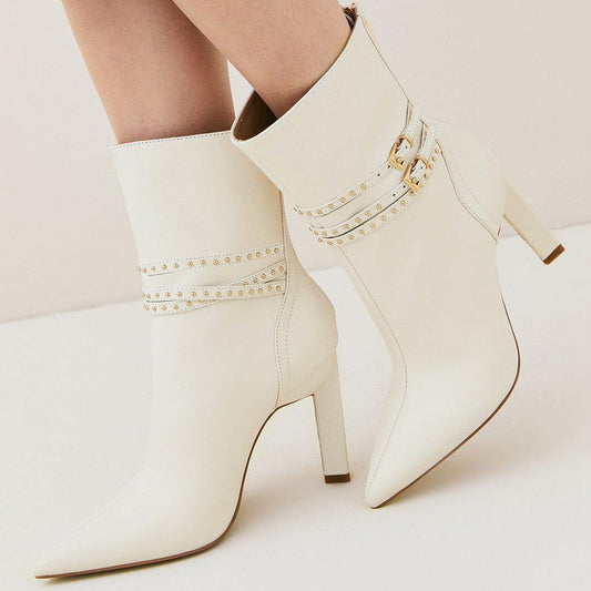 White Simple Boots Formal Ankle Boots