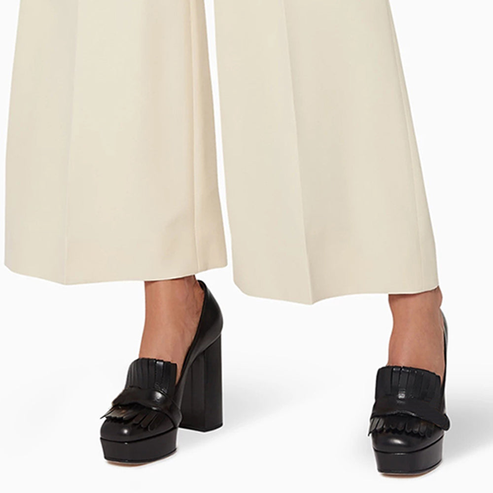 Black Closed Toe Chunky Heel Loafers with Platform