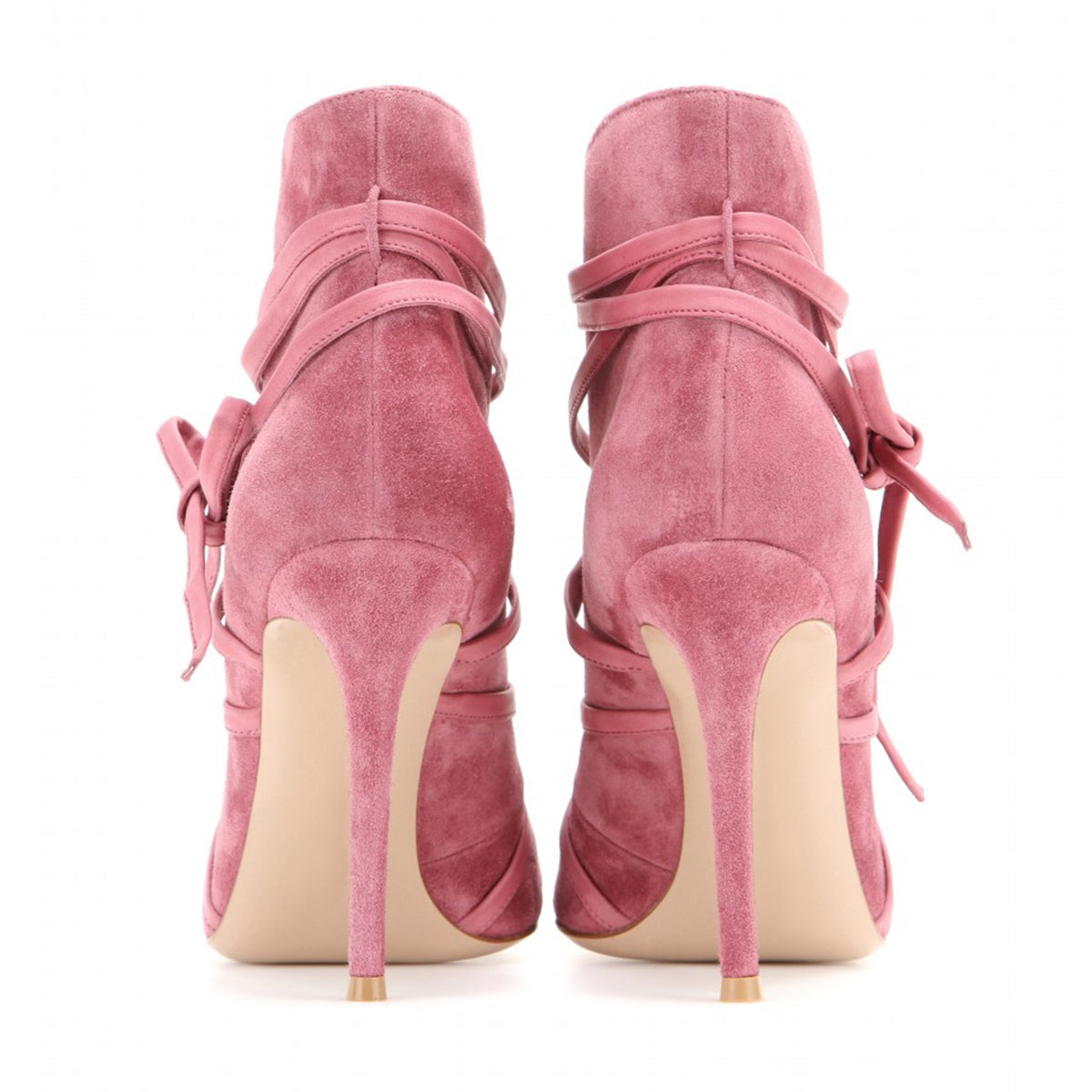 Women's Pink Peep Toe Strappy Stiletto Heel Ankle Boots