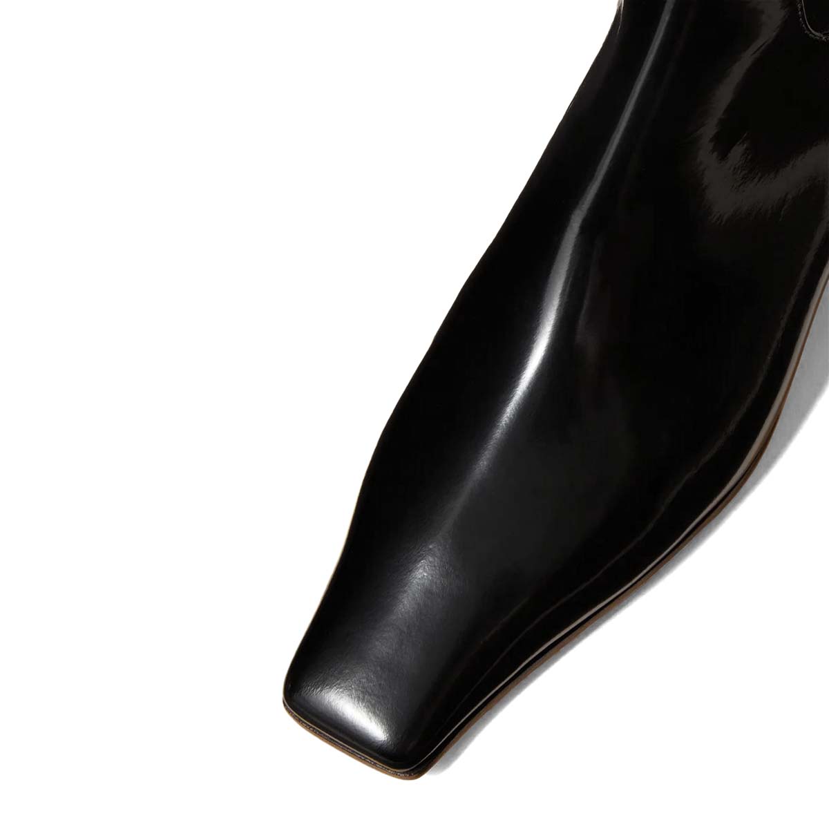 Black Patent Leather Square Toe Zipper Ankle Boots with Chunky Heel