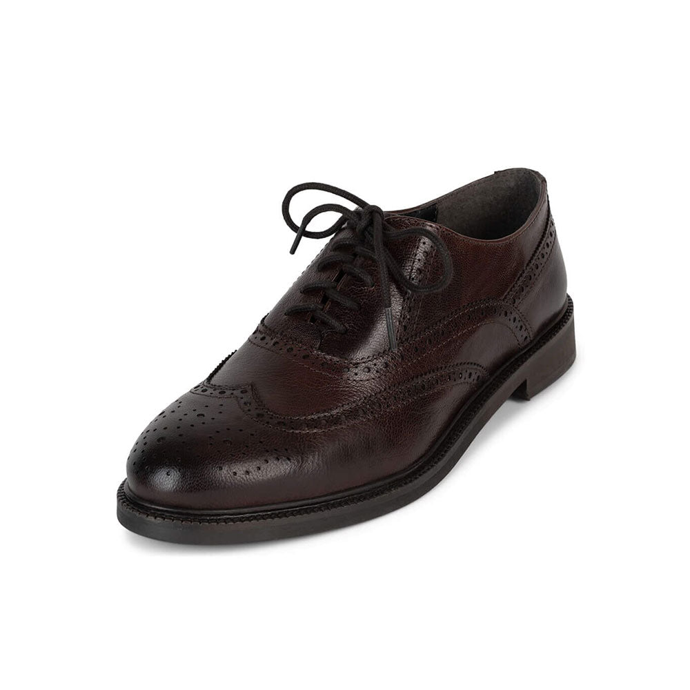 Dark Brown Round Toe Lace Up Vintage Wingtip Flats