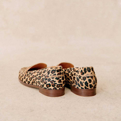 Brown Leopard Square Toe Flat Slip-On Classic Loafers