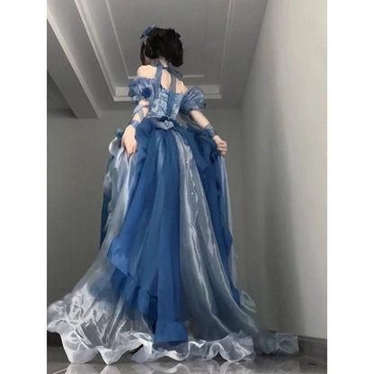 Blue Fairy Princess Prom Dress A Line Cute Party Dress Birthday Dress cg26083