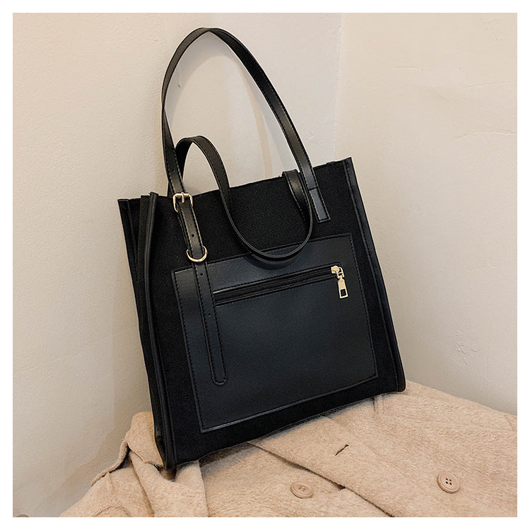 Sac à bandoulière en PU pour femme, décontracté, fermeture éclair, blocage des couleurs, grande capacité