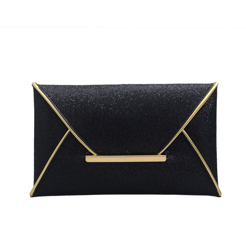 Women Chic Sequin Clamshell Design Solid Color Clutch Bag