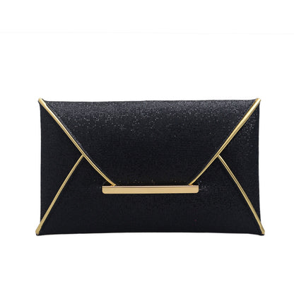 Women Chic Sequin Clamshell Design Solid Color Clutch Bag