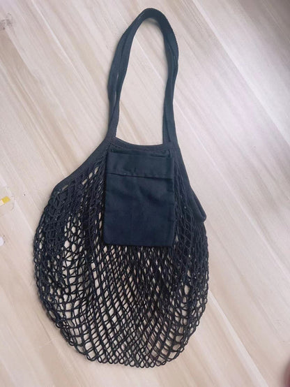 Fashion Solid Color Cotton Knitted Shopping Net Bag Beach Bag