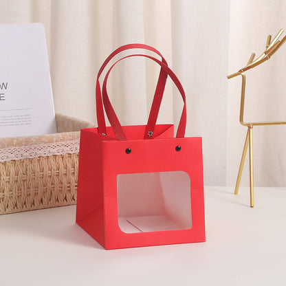 Sac d'emballage cadeau carré en papier kraft transparent, simple et tendance 