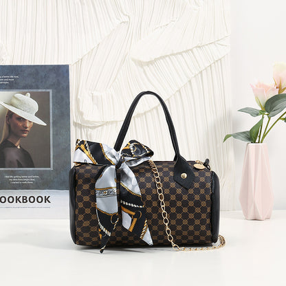 Sac à bandoulière vintage à chaîne imprimée de grande capacité