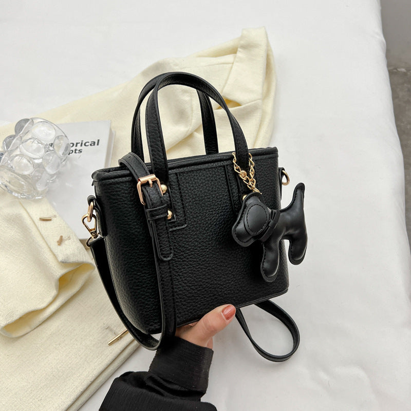 Women Fashion Cartoon Pony Pendant PU Handle Shoulder Bag