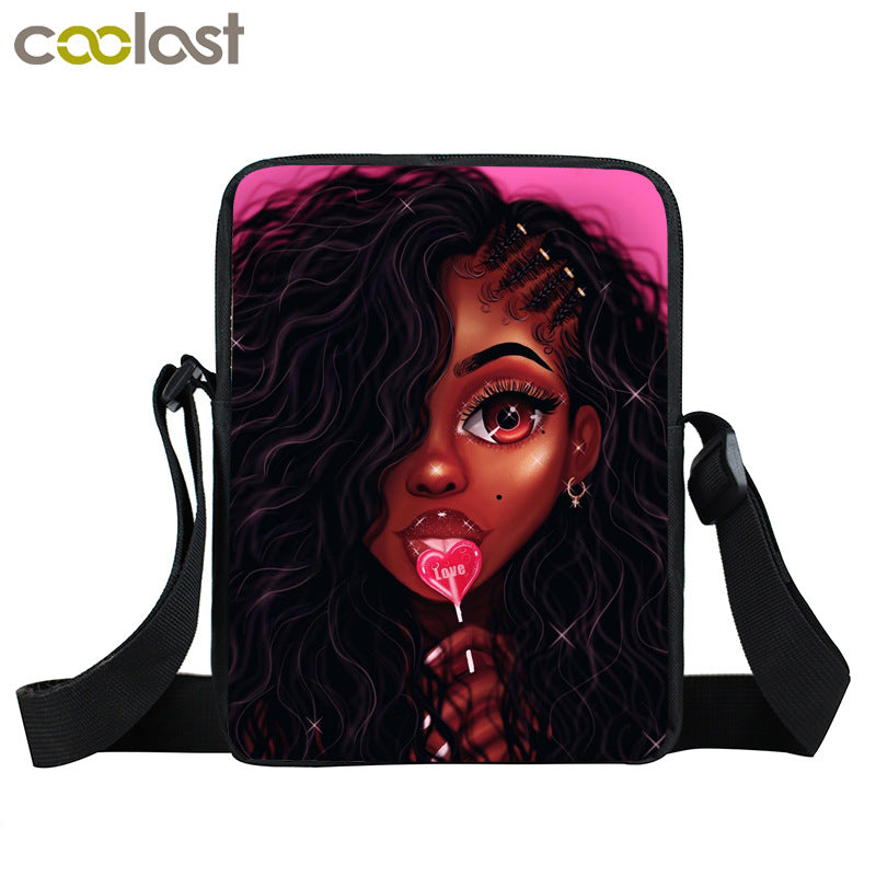 Creative Fashion Polyester Cartoon Girl Print Shoulder Bag