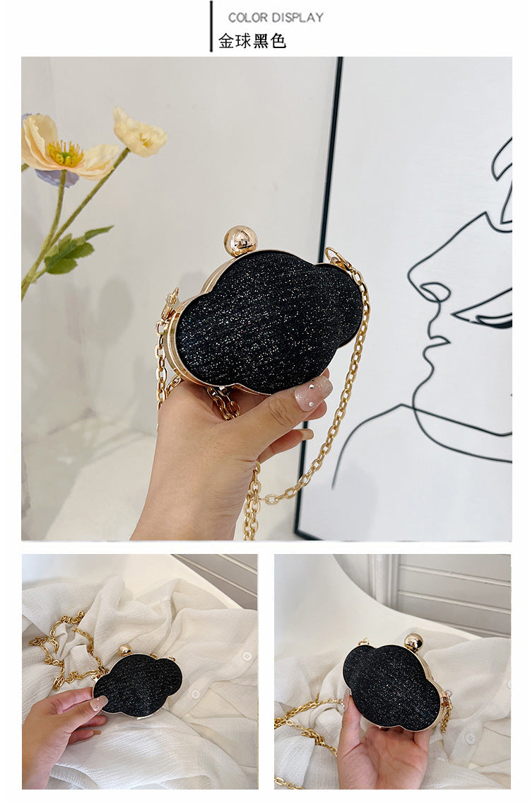 Women Fashionable Creative Solid Color Shell Chain Mini Crossbody Evening Bag