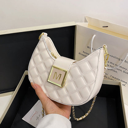 Sac à bandoulière simple matelassé à rabat et chaîne pour femme 