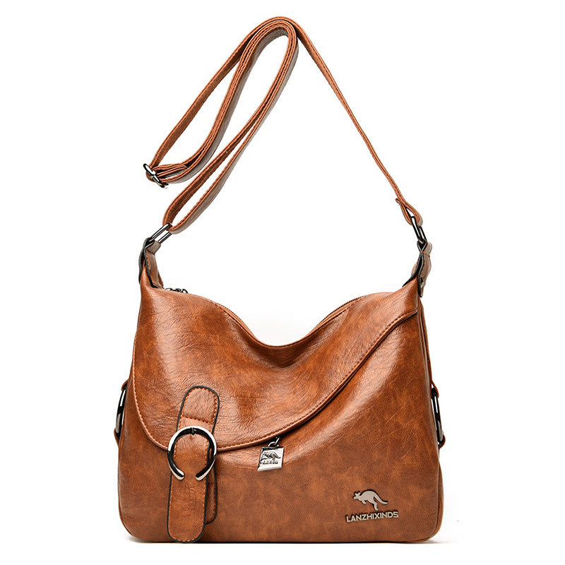 Sac à bandoulière en cuir PU souple vintage simple pour femme 