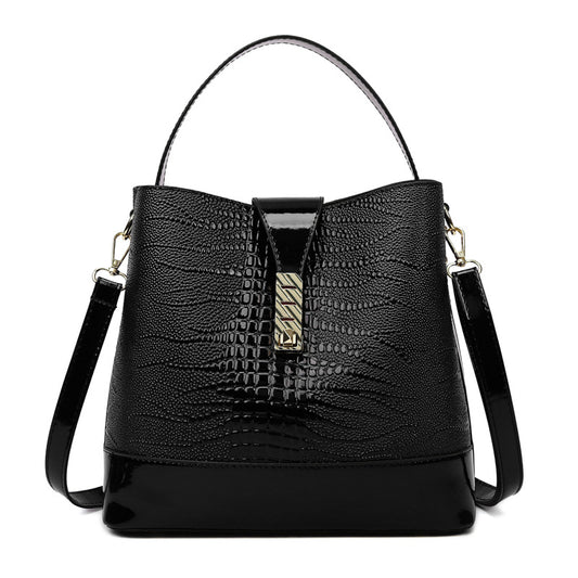 Sac à main décontracté simple à motif crocodile pour femme, couleur unie 