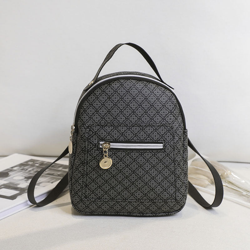 Women Fashion Plaid Pattern Zipper Mini Size School Bag Pu Backpack