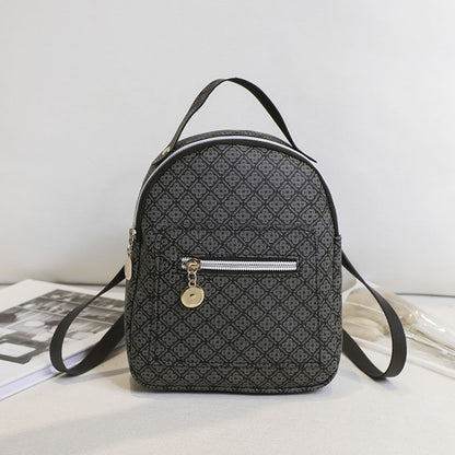 Women Fashion Plaid Pattern Zipper Mini Size School Bag Pu Backpack