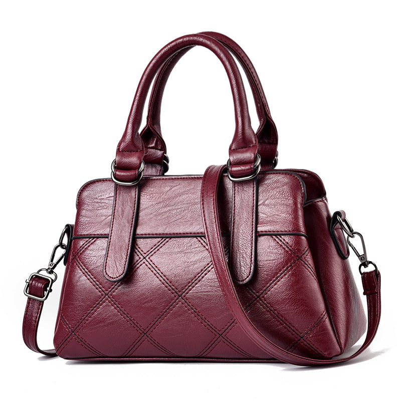 Sac à main décontracté vintage en PU pour femme, grande capacité, motif rhomboïde 