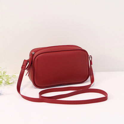 Women Fashionable Simple Solid Color Square Zipper PU Crossbody Bag
