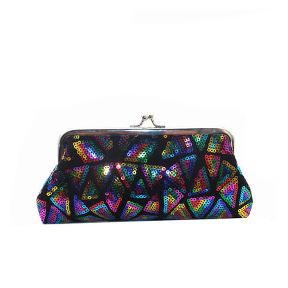 Women Fashion Creative Sequin Geometric Pattern Long Coin Purse