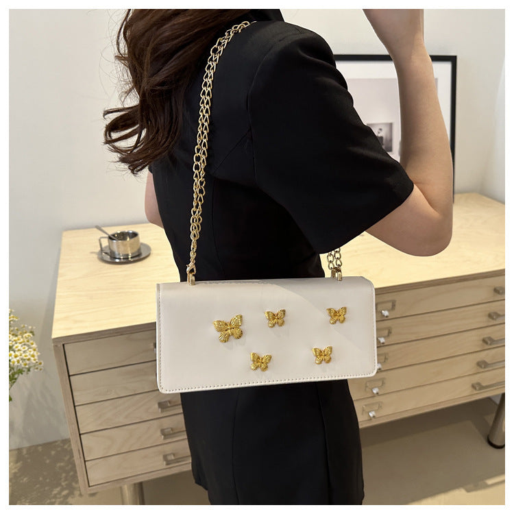 Sac à bandoulière carré à chaîne papillon tendance 