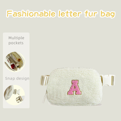 Autumn And Winter Plush Letter Alphabet Waist Bag