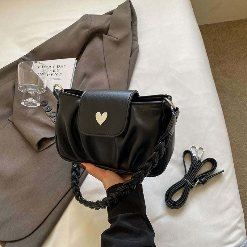 Sac à bandoulière plissé simple de couleur unie pour femme 