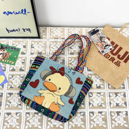 Sac à main mignon de style ethnique rétro de dessin animé 