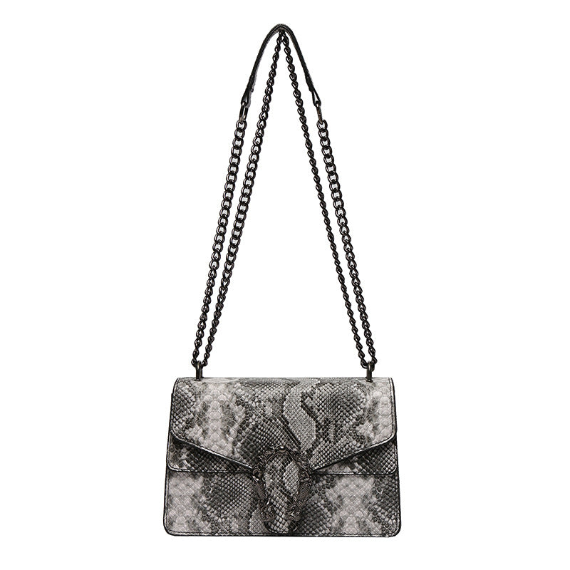 Sac messager à chaîne motif serpent pour femme 
