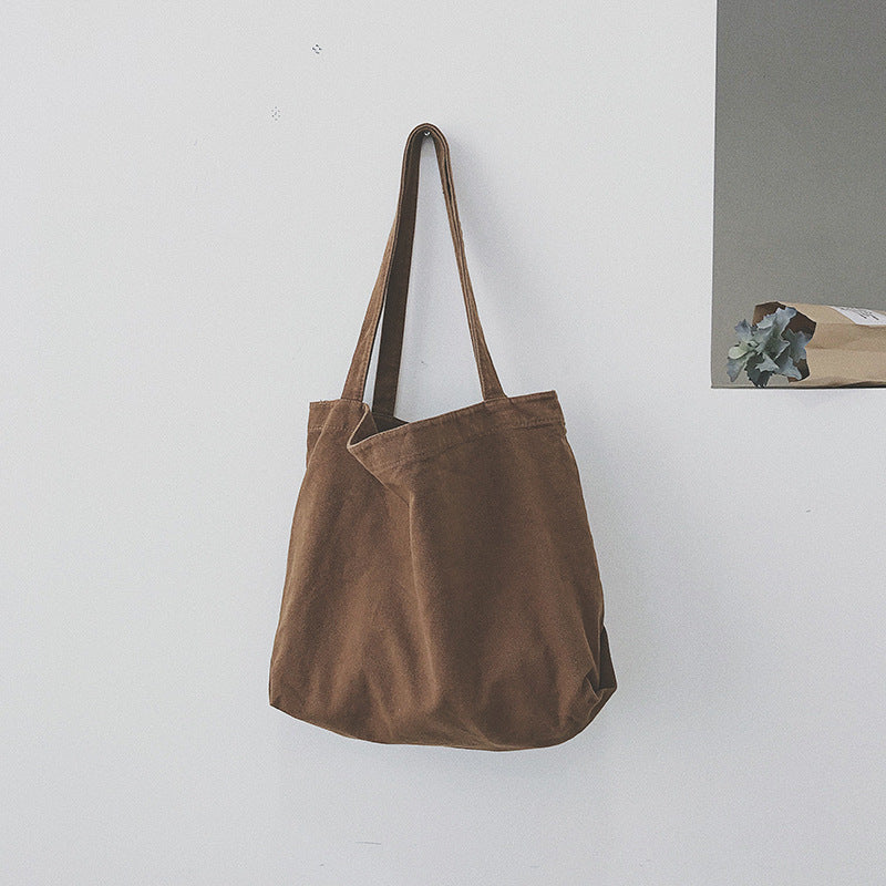 Korean Shopping Bag Women Casual Design Solid Color Large Capacity Shoulder Handle Tote Bag