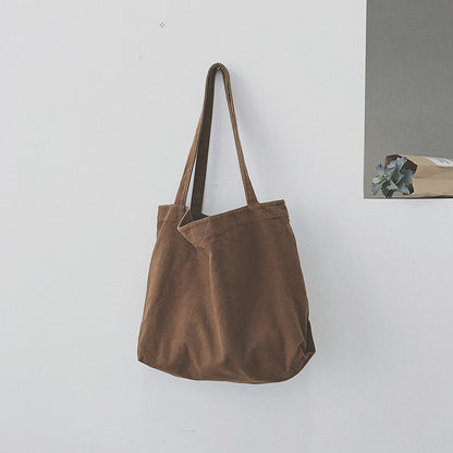 Korean Shopping Bag Women Casual Design Solid Color Large Capacity Shoulder Handle Tote Bag