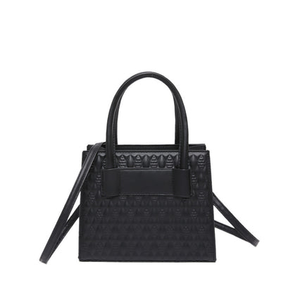 Fashionable Simple Solid Color Embossed Large Capacity Handbag