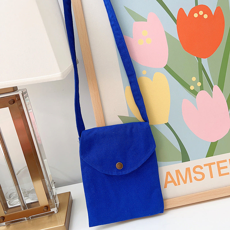 Mini sac à bandoulière en toile de couleur unie pour femme, simple et tendance, style macaron 