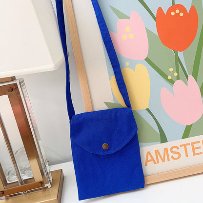 Mini sac à bandoulière en toile de couleur unie pour femme, simple et tendance, style macaron 