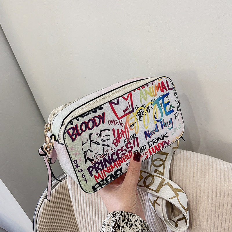 Women Fashion Graffiti Printing Square Bag
