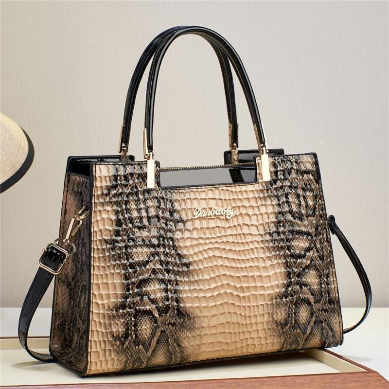 Women'S Stylish Snakeskin Embossed Large-Capacity Handbag