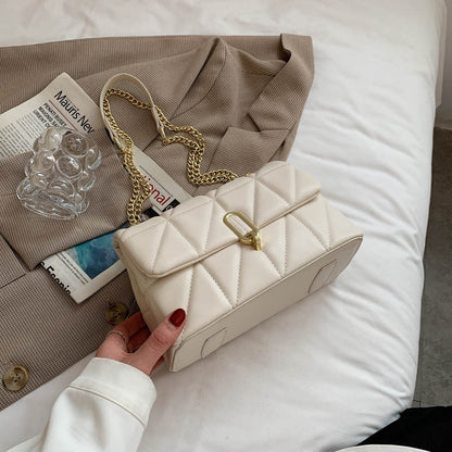 Sac à bandoulière en PU de couleur unie pour femme, design chic à rabat et boucle 