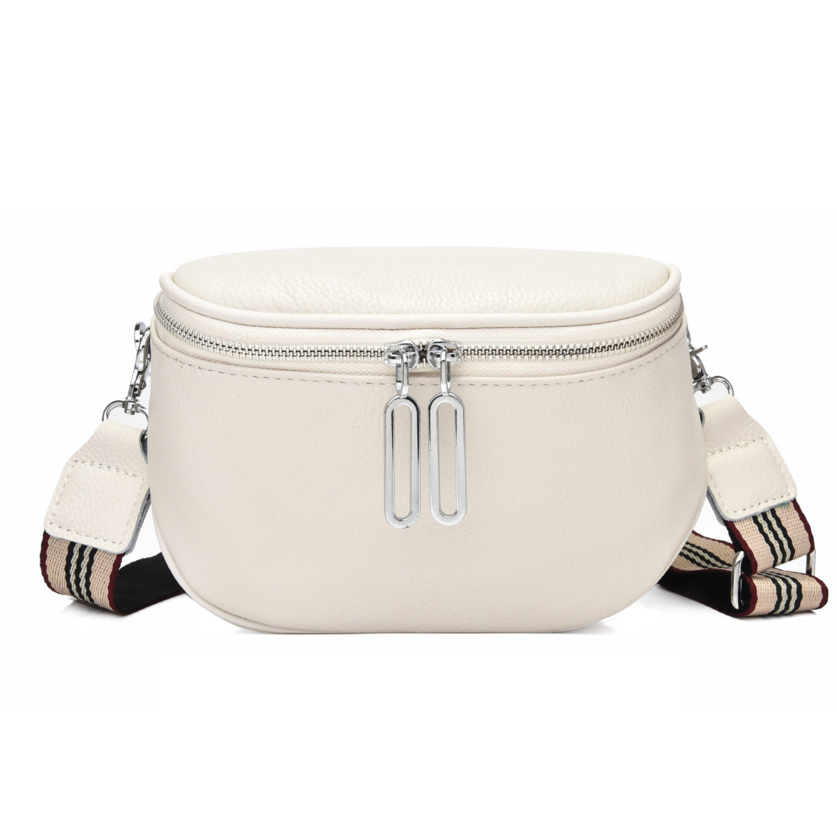 Women Fashion Casual PU Zipper Wide Strap Crossbody Bag