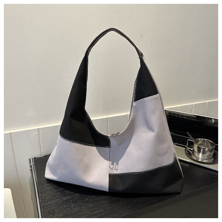 Sac à bandoulière en toile patchwork à blocs de couleurs pour femme 