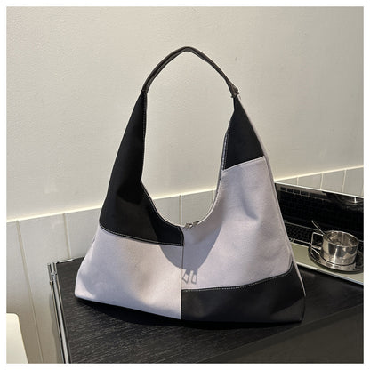 Sac à bandoulière en toile patchwork à blocs de couleurs pour femme 