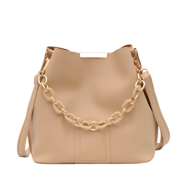 Fashion Solid Color Large Capacity Bucket Shoulder Bag