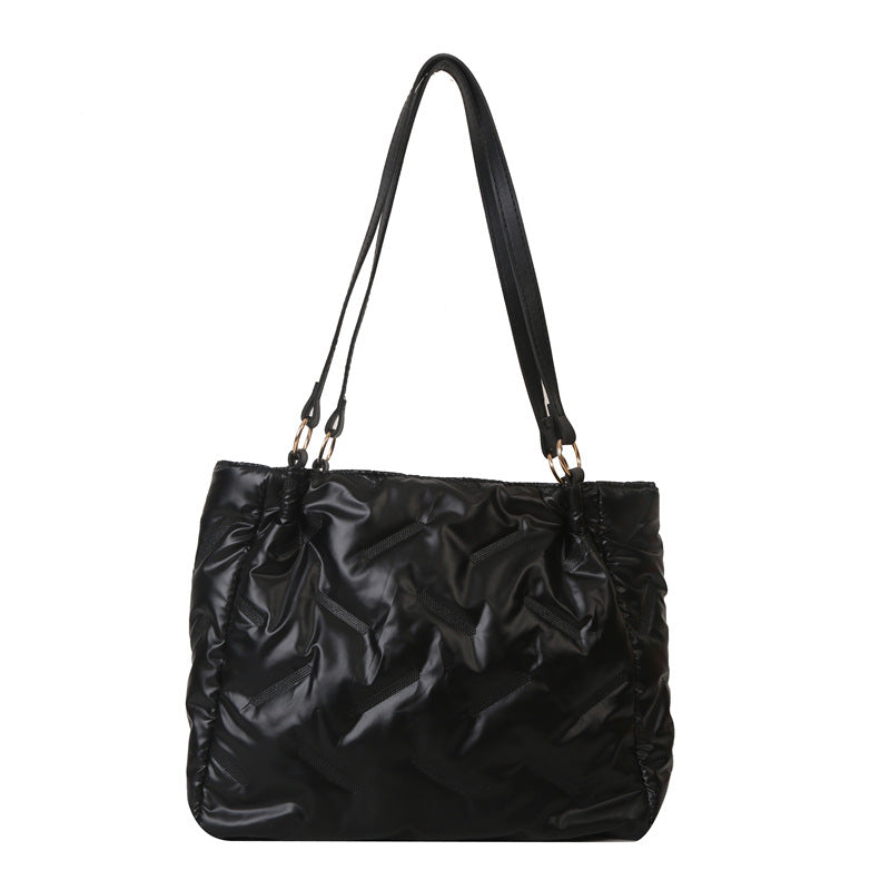 Women Fashionable Solid Color Large Capacity PU Tote Bag