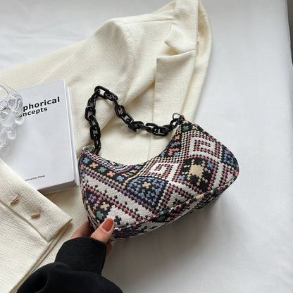 Spring Ethnic Style Canvas Large Capacity Bag Women 2023 Fashion Fashion One Shoulder Casual Simple Small Square Bag