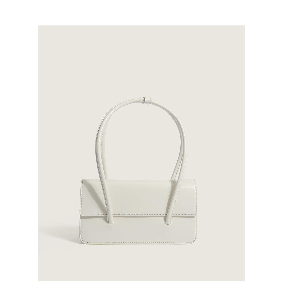 Oil Wax Leather Women Chic Design Solid Color Baguette Shoulder Handle Bag