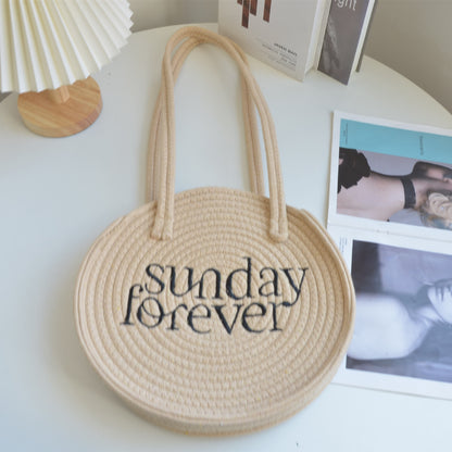 Holiday Leisure Embroidery Beach Photo Woven Bag