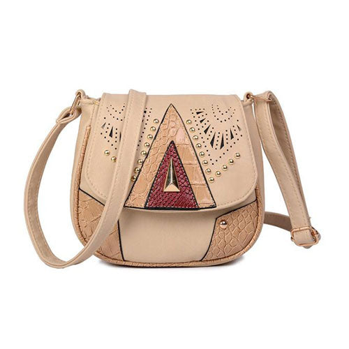 Women Vintage Flap Buckle Design PU Crossbody Bag