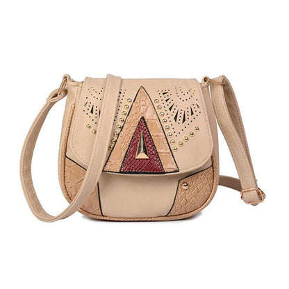 Women Vintage Flap Buckle Design PU Crossbody Bag